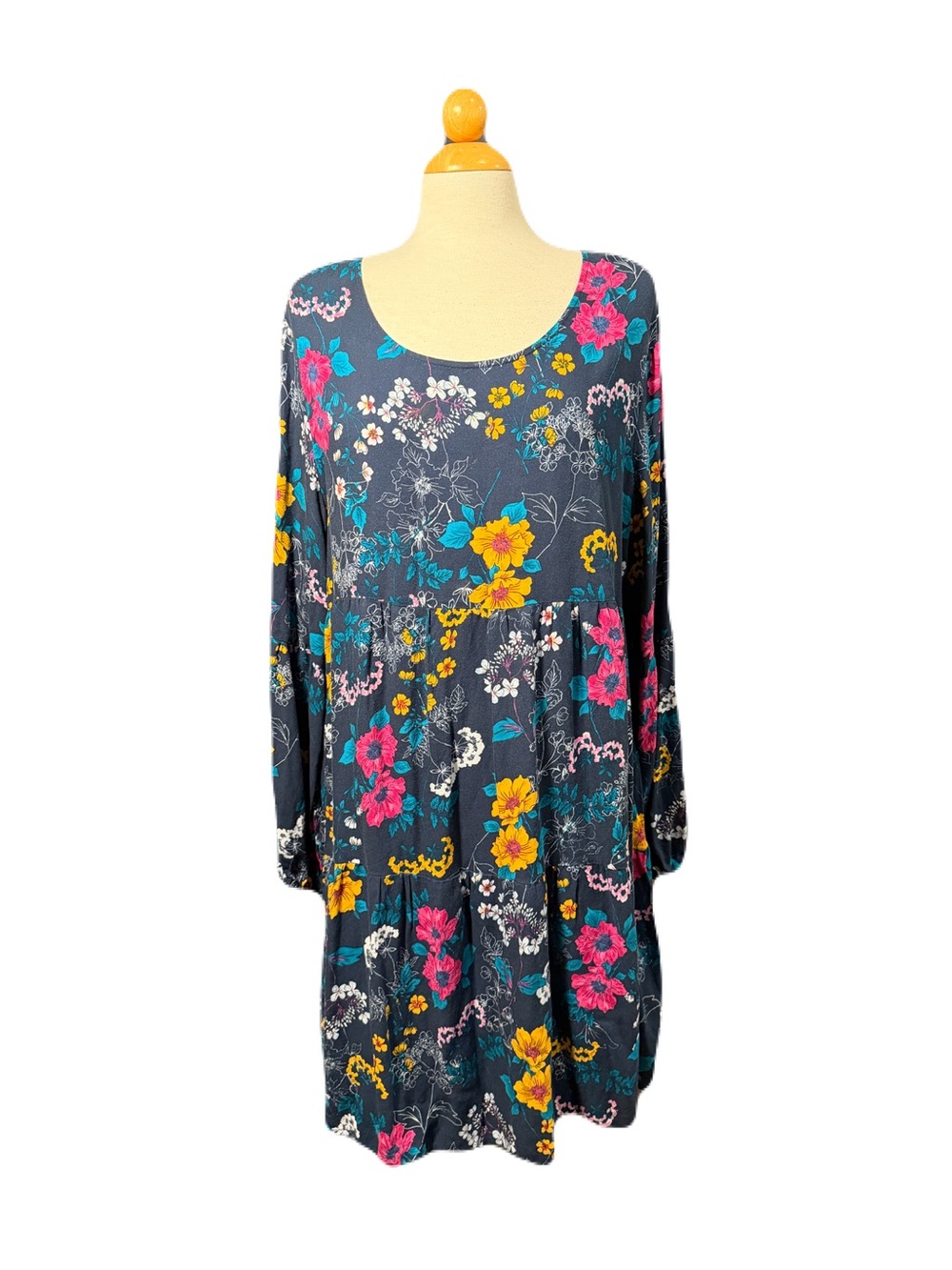 Time and Tru Navy Floral High-Low Dress